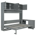 thumbnail image 6 of Harper & Bright Designs Queen Murphy Bed Wall Bed with Desk, Wood Queen Size Cabinet Bed Folding Wall Bed with Storage Shelves and Cabinets for Guest Room Office, Gray, 6 of 16
