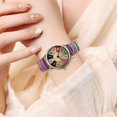 thumbnail image 7 of Jsbaby  Women's Fabric Leather Vintage Metal Gold Tone  Wrist Watch Watches for Women with Multicolour Rainbow Pattern Leather Watch Bands Xmas Gift (Purple), 7 of 7