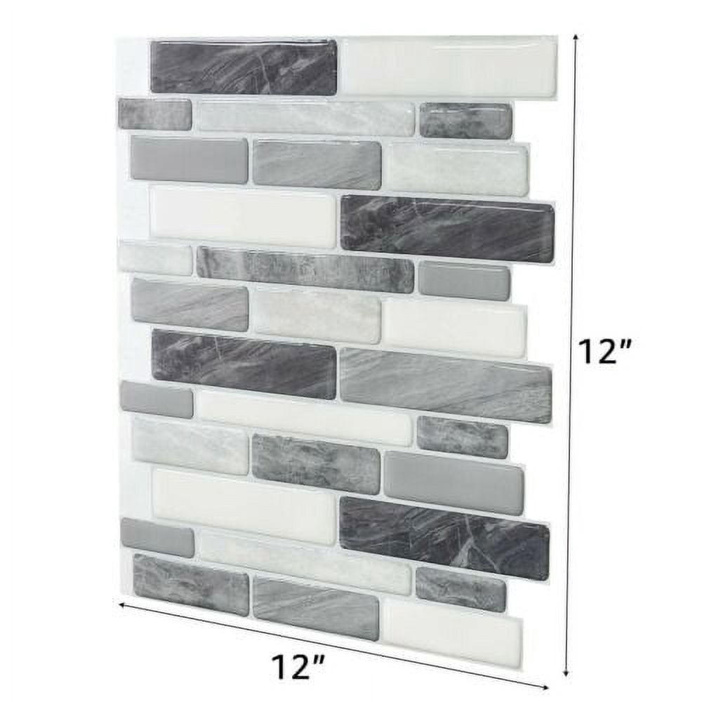 Art3d 10-Sheet 12" x 12" Peel and Stick Backsplash Tile,Self Adhesive Wall Tile for Kitchen,RV,Gray