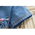thumbnail image 5 of Fesfesfes Toddler Baby Girls Dress Floral Print Bowknot Short Sleeve Princess Denim Dress Outfit, 5 of 7