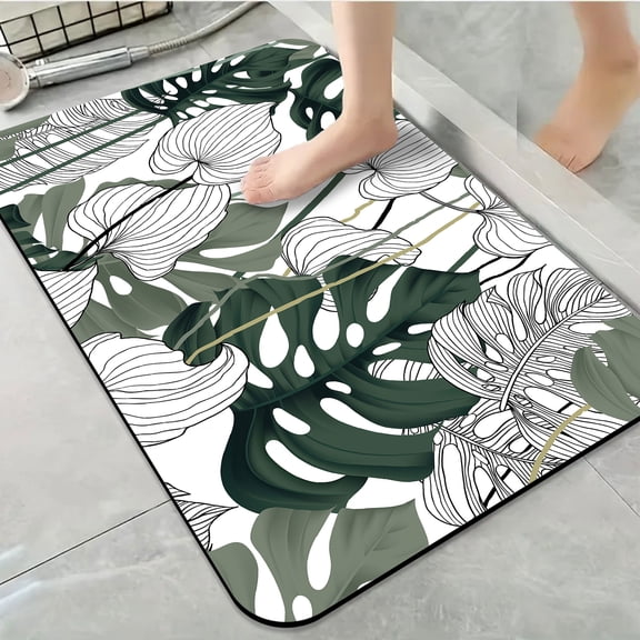 1pc Monstera Leaves Bathroom Rug Bathroom Decor and Accessories- Durable,Anti Slip,And Quick Drying,Suitable For Indoor/outdoor Use - Perfect For Bathrooms,Bedrooms,Kitchens