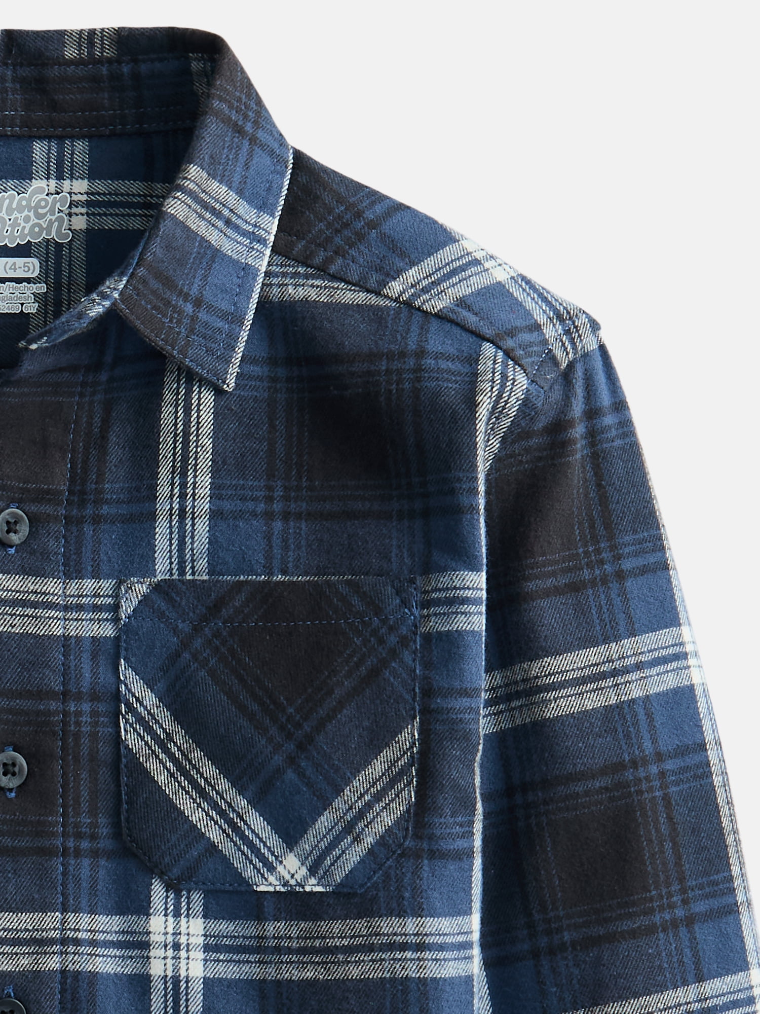 Wonder Nation Boys' Flannel Shirt with Long Sleeves, Sizes 4-18 & Husky