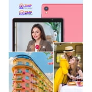 Android Tablet, 10 inch Android 14 Tablet, Quad-core CPU, RAM 4GB(2G+2G), ROM 32GB (Up to 1TB), 800x1280 IPS, WiFi 6, 2MP+2MP, 6000mAh, Pink