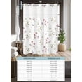 thumbnail image 6 of No Hook Shower Curtain with Snap in Liner Spring Summer Shower Curtain -Fabric Waterproof Inner Liner, Watercolor Flowers with Leaves Shower Curtains Washable 66"x72", 6 of 9