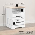 thumbnail image 5 of Prepac Rustic Ridge Farmhouse Nightstand Bedside Table, White and Oak Nightstand for Bedroom, End Table with 2 Drawers and Open Shelf 16.25"D x 18.75"W x 24.5"H, WODNR-1602-1, 5 of 12