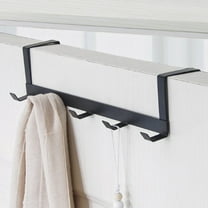 Over The Door Hooks, Sturdy Door Hanger, Heavy Duty Towel Rack Towel Hooks for Bathroom 5 Hooks Large Over The Door for Bathroom, Bedroom,Kitchen (Black) 11.42x2.95x2.48"