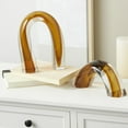 thumbnail image 2 of 9", 5"H Orange Glass Arch Abstract Sculpture with Clear Accents, by DecMode (2 Count), 2 of 10