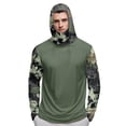 thumbnail image 5 of Sun Protection Hoodie Shirts for Men Upf 50+ UV CamouflageSun Shirts Long Sleeve Outdoor Hiking Swim Fishing Cooling Shirts with Face Cover,Green M, 5 of 5