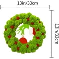 thumbnail image 6 of DizeyBoyo Christmas Front Door Wreath Green Pom-pom Wreath Cute Wooden Green Elf Hand Christmas Wreath Decorations Indoor Outdoor (Green, 33cm/13.2inch), 6 of 6