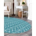 thumbnail image 3 of Rugs.com Moroccan Trellis Collection Rug – 4' x 6' Oval Turquoise Medium Rug Perfect For Living Rooms, Large Dining Rooms, Open Floorplans, 3 of 7