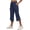 Navy, variant on Floleo Women's solid cropped pants with elastic drawstring waist side pockets and side slits for summer casual daily wear relaxed fit capri trousers