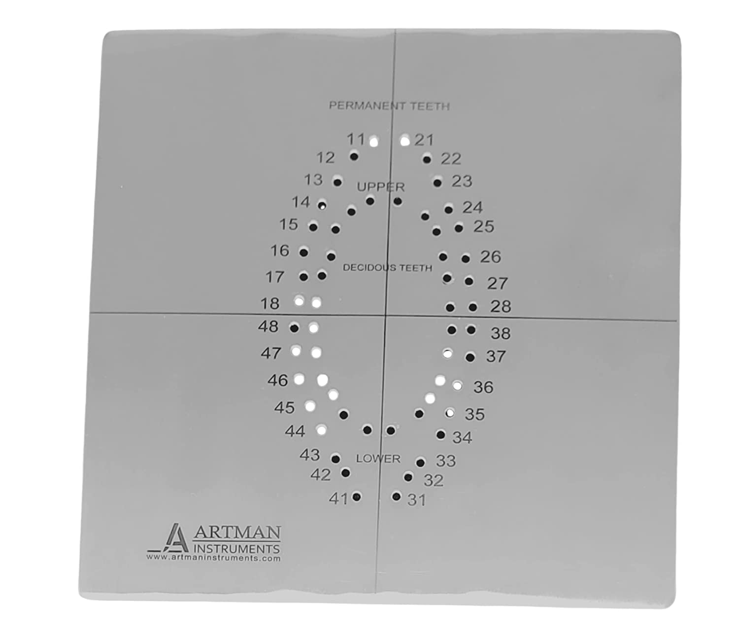 Artman Instruments Rubber Dam Template For Hole Punching Dental Dams ...