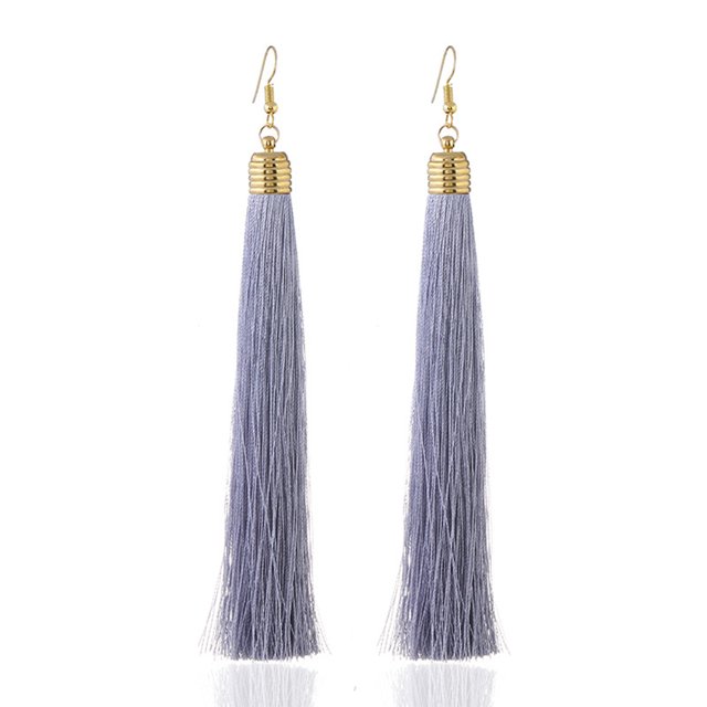 Sonducket Borla Pendientes Candelabro Bohemio Cuerda larga Joyería exagerada Oreja Cuelga Flecos Día de San Valentín Niñas Par de aretes Ropa, zapatos y accesorios Miscelánea Gris Sonducket AP010294-08