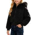 thumbnail image 2 of Annhoo Big Boys Girls Zip Hooded Jackets Winter Fleece Long Sleeve Outdoor Coat Cute Fashion Cropped Outerwear, 2 of 9