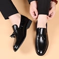 thumbnail image 4 of Tawop Mens Dress Shoes Faux Leather Casual Comfy Fashion Black Size:5.5, 4 of 7