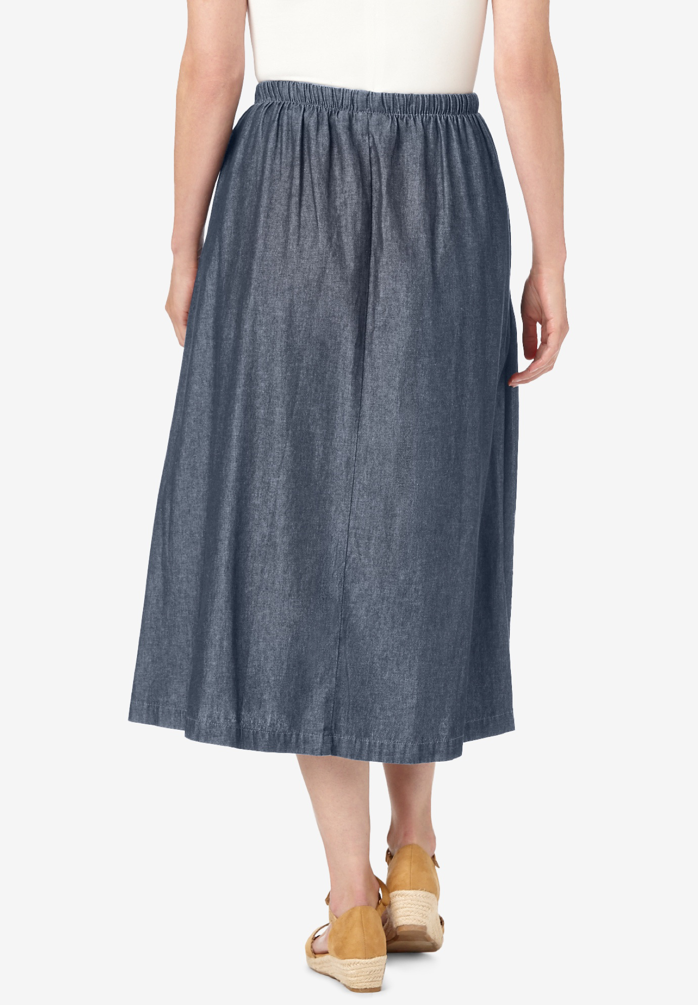 Woman Within Women's Plus Size Drawstring Denim Skirt - Walmart.com