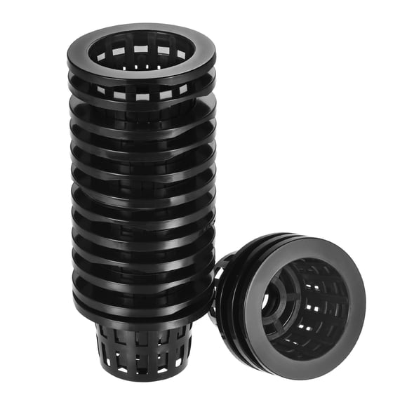 Tazas de Malla Ranurada para Jardín, Macetas Hidropónicas de Plástico de 2.35 Pulgadas, Adecuadas para Plantar, Negras 15pcs
