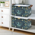 thumbnail image 2 of Yayeee Foldable Storage Basket for Shelves Set of 2 Waterproof Cloth Bins with Handles, Green Dragon Flowers, 2 of 7