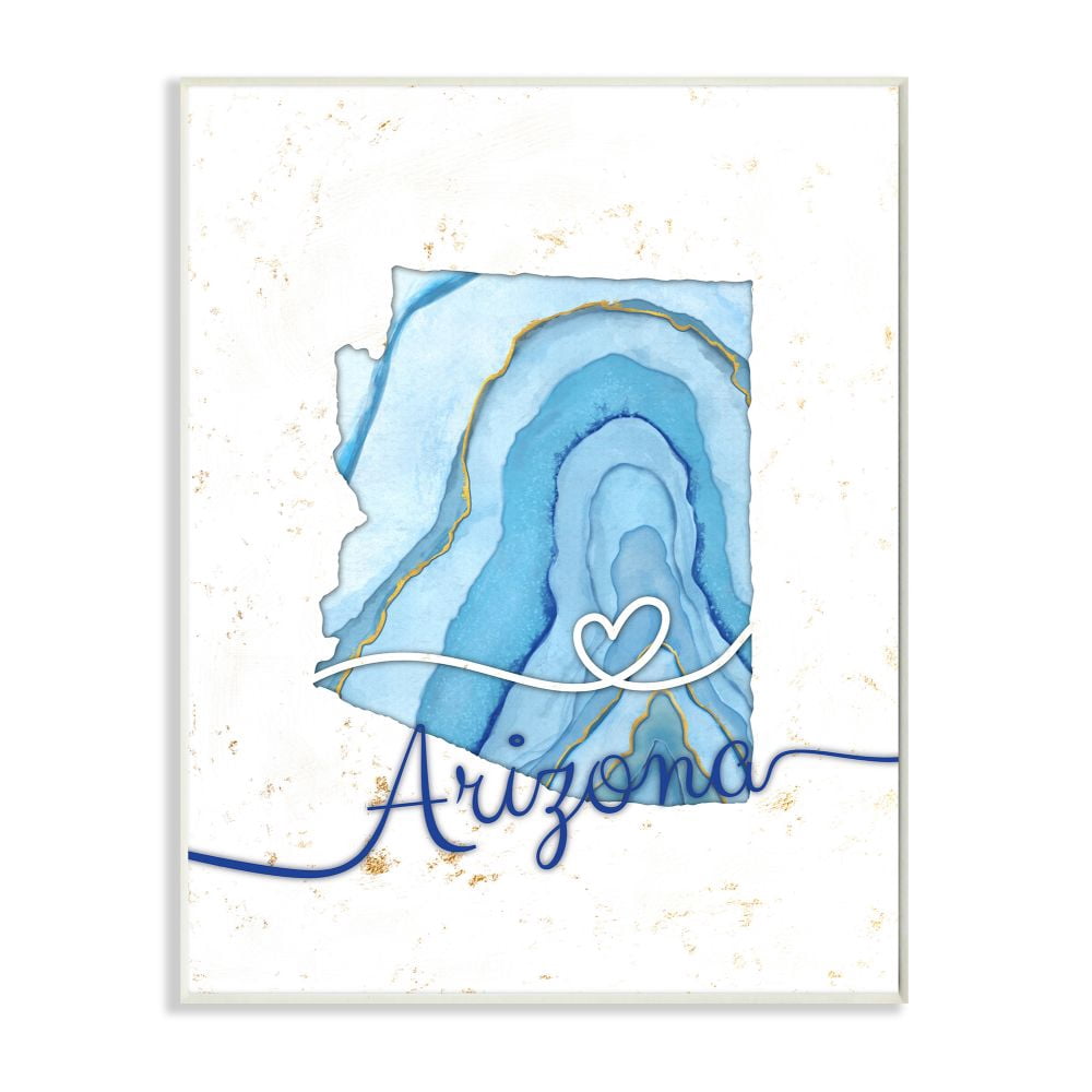Stupell Industries Arizona Agate Blue US State Design Wall Plaque by Ziwei Li