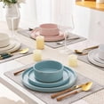 thumbnail image 5 of AmorArc Ceramic Dinnerware Set for 4 | Handpainted Stoneware Plates and Bowls with Rustic unglazed terracotta | Scratch Resistant, Dishwasher & Microwave Safe Dishes Sets- 12-Pcs Colorful, 5 of 11