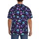 thumbnail image 3 of Balery purple Skull flower Camisa Casual de Manga Corta con Botones para Hombre, Texturizada, Estilo Cubano, para Playa, Verano-Large, 3 of 5