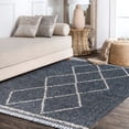thumbnail image 4 of JONATHAN Y MERCER SHAG 3 x 5 Area Rug, Mercer Plush Tassel Moroccan Geometric Trellis - Denim Blue/Cream, MCR103A-3, 4 of 4