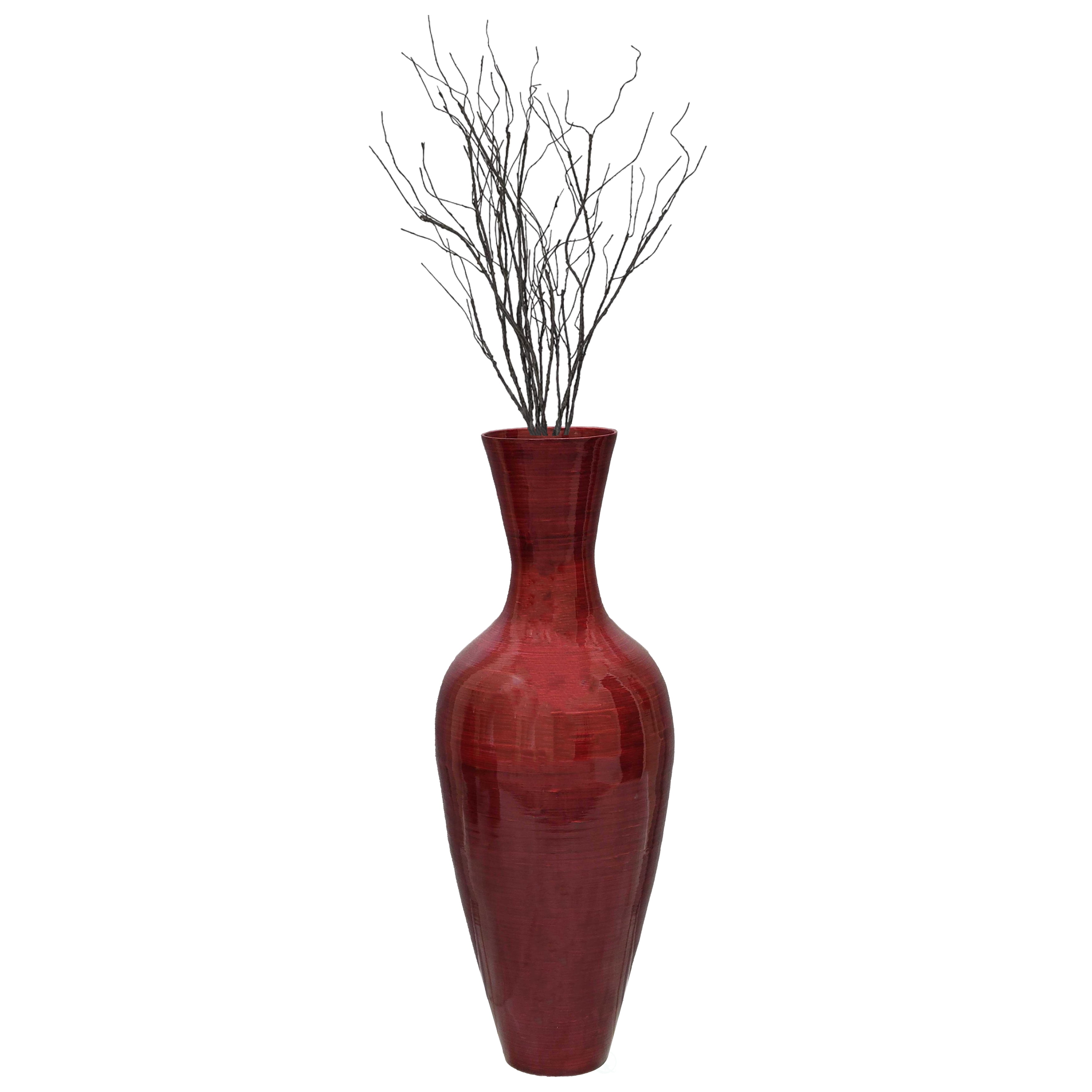 Uniquewise Modern Tall Bamboo Floor Vase, For Dining, Living Room, Entryway, Fill Up With Dried Branches Or Flowers, Glossy Red Uniquewise Modern Tall Bamboo Floor Vase, For Dining, Living Room, Entryway, Fill Up With Dried Branches Or Flowers, Glossy Red