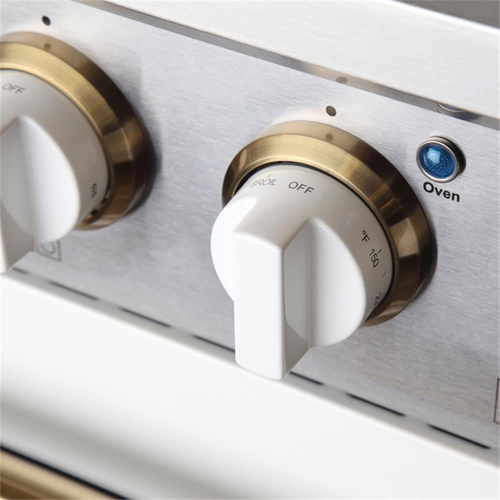 Pemberly Row 36" 5.2 cu. ft. Dual Fuel Range Natural Gas in White & Gold Accents