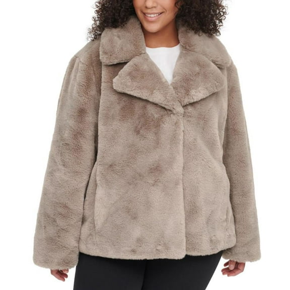 DKNY Women's Thistle Plus Size Faux-Fur Coat, 2X