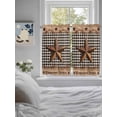 thumbnail image 3 of Western Texas Star Vintage Bathroom Window Curtain, Rustic Wreath Wood Black Plaid Light Filtering Coffee Kitchen Curtains, Bedroom Living Room Curtains 2 Panel 84"x45", 3 of 6