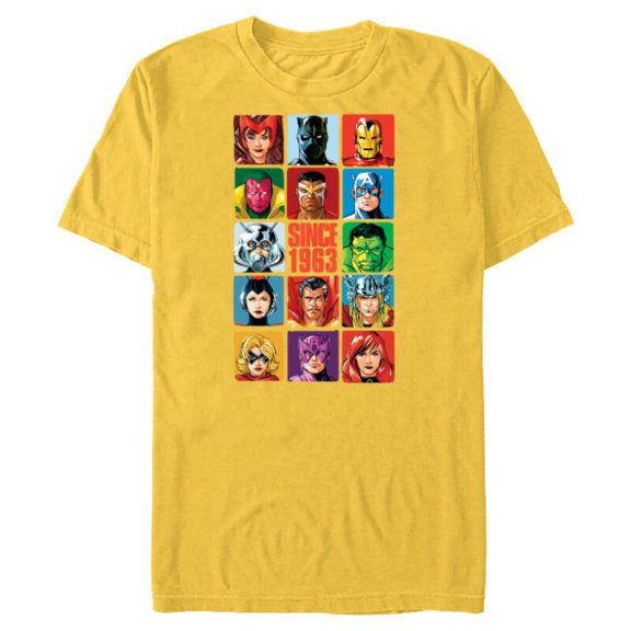 Marvel Avengers 60th Anniversary Since 1963 Classic Grid- Short Sleeve Blended T-Shirt for Adults - Customized-Yellow