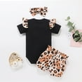 thumbnail image 4 of Fesfesfes Toddler Kids Baby Bodysuit Girls Summer Letter Print Romper Shorts Headwear Clothes Set, 4 of 9