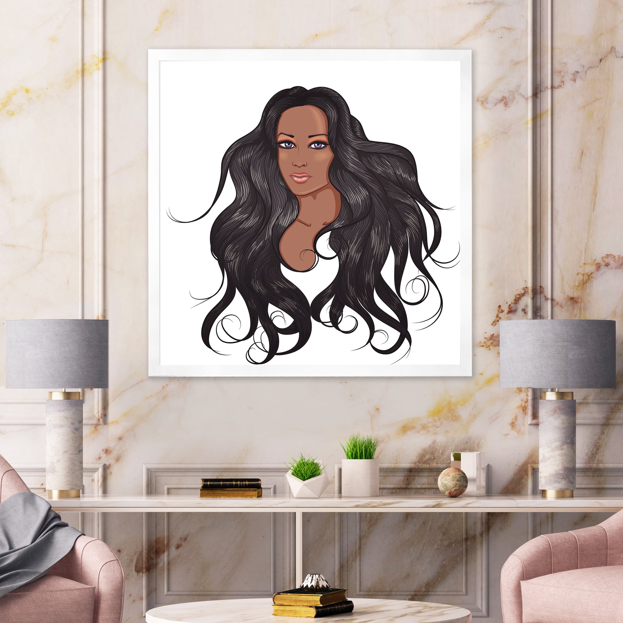 Designart 'Portrait Of Afro American Woman XV' Modern Framed Art Print