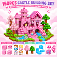 thumbnail image 3 of HXFOU 150PCS Pink Castle Magnetic Building Blocks for Kids, STEM Magnetic Cubes Blocks Toyfor Kids Ages 3+, 3 of 9