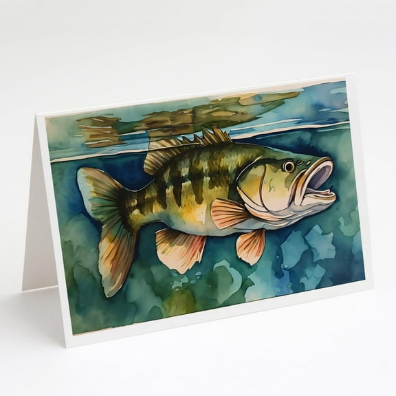 Smallmouth Bass Greeting Cards Pack of 8 7 in x 5 in