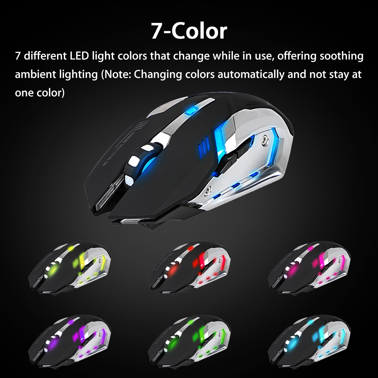 X70 7 LED Backlit Rechargeable 2.4GHz Wireless USB Optical Gaming Mouse Mice US 