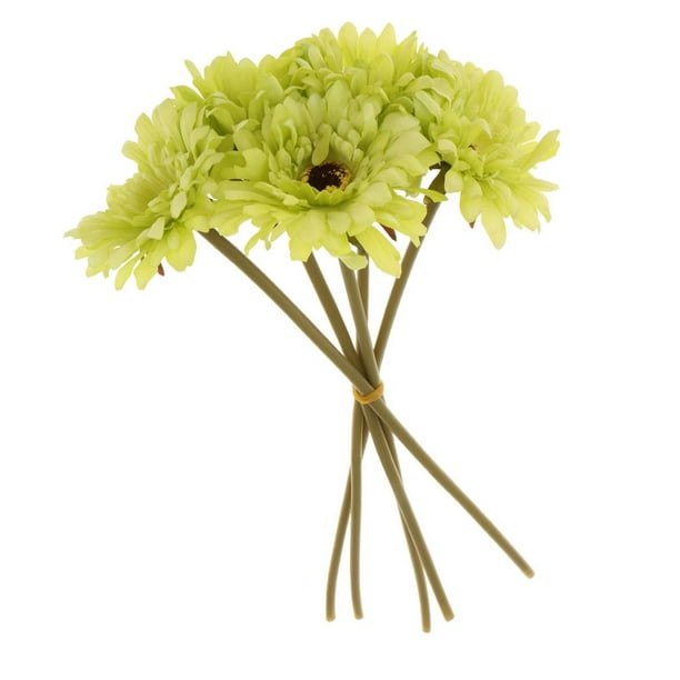 5 Piezas Flor Artificial Girasol Ramo Hogar Boda Decoración Floral Verde