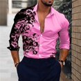 thumbnail image 1 of Camisa de moda rosa para hombre, camisa de fiesta de moda nueva para hombre, camisa de solapa con botones de manga larga, corte entallado, elegante y con estilo para hombre, 1 of 6