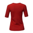 thumbnail image 3 of A2Y Women's Basic Casual Colorful 1/2 Sleeve Knit Pullover Sweator Top Red S, 3 of 6