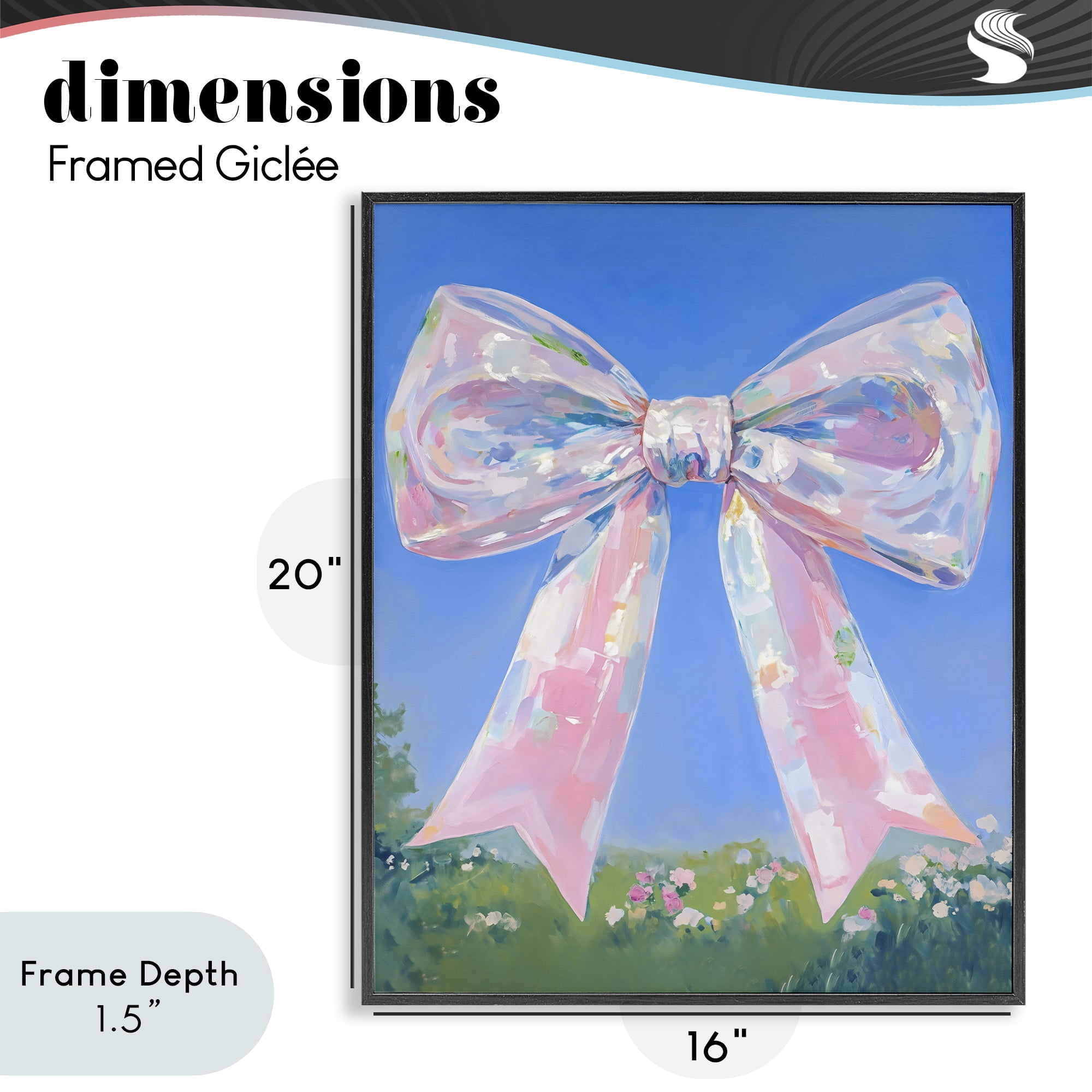 Stupell Industries Iridescent Pink Bow in Meadow Black Framed Giclee Art, design by The Prints Vibe