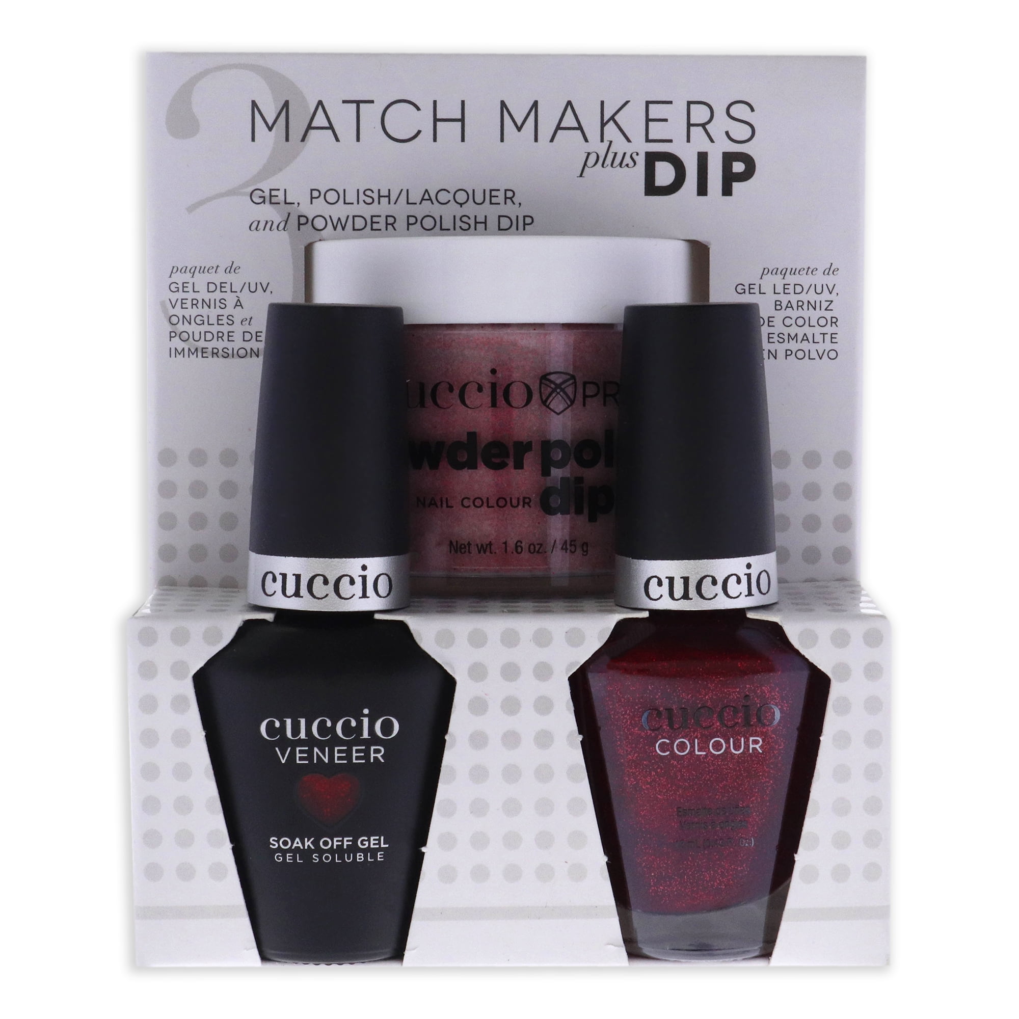 Cuccio Colour Match Makers Plus Dip Chakra 3 Pc Gift Set - 1.6oz Pro Powder Polish Dip System, 0.44oz Veneer Soak Off Gel, 0.43oz Colour Nail Polish