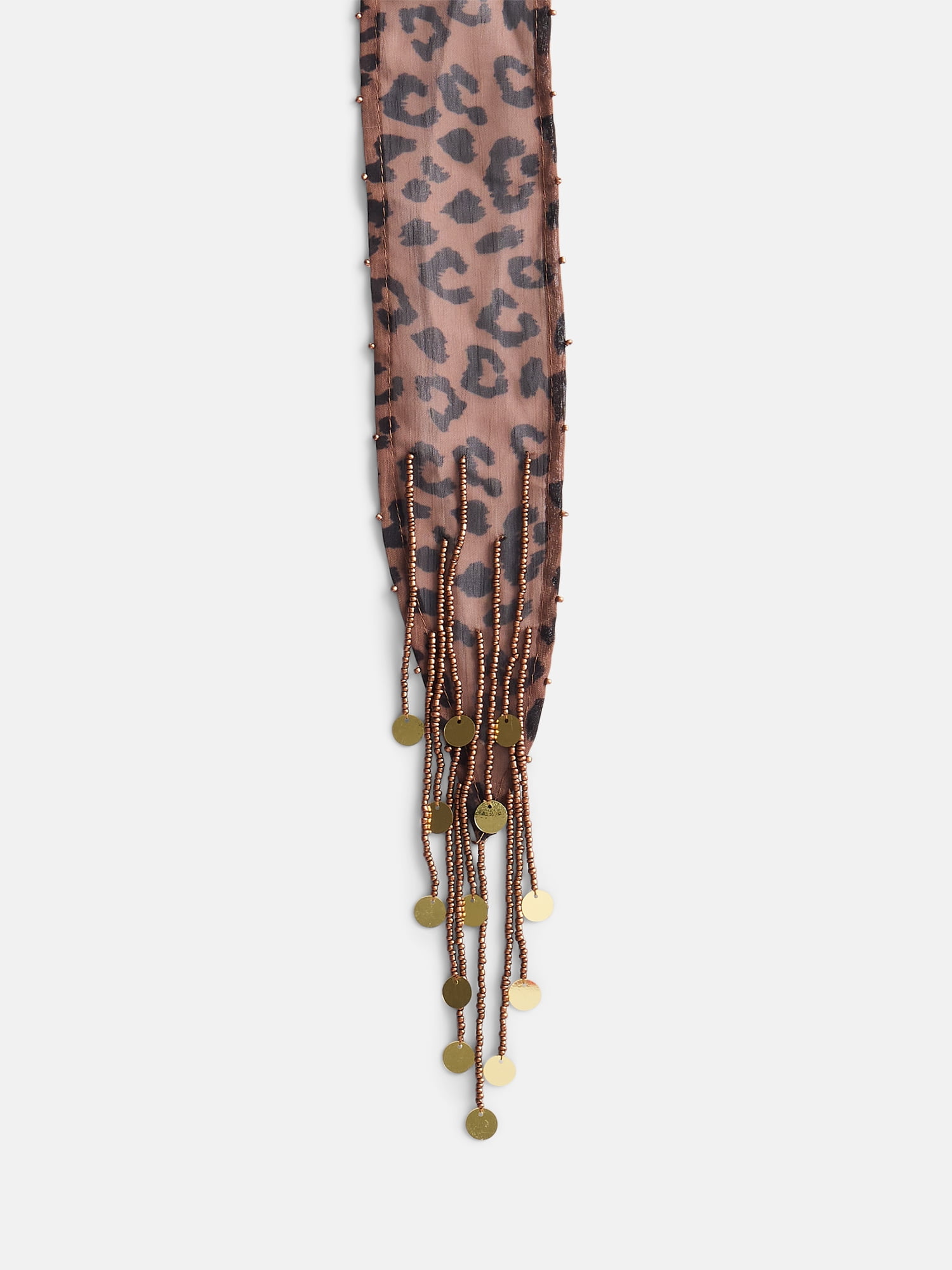No Boundaries Women's Skinny Scarf, Faux Leopard