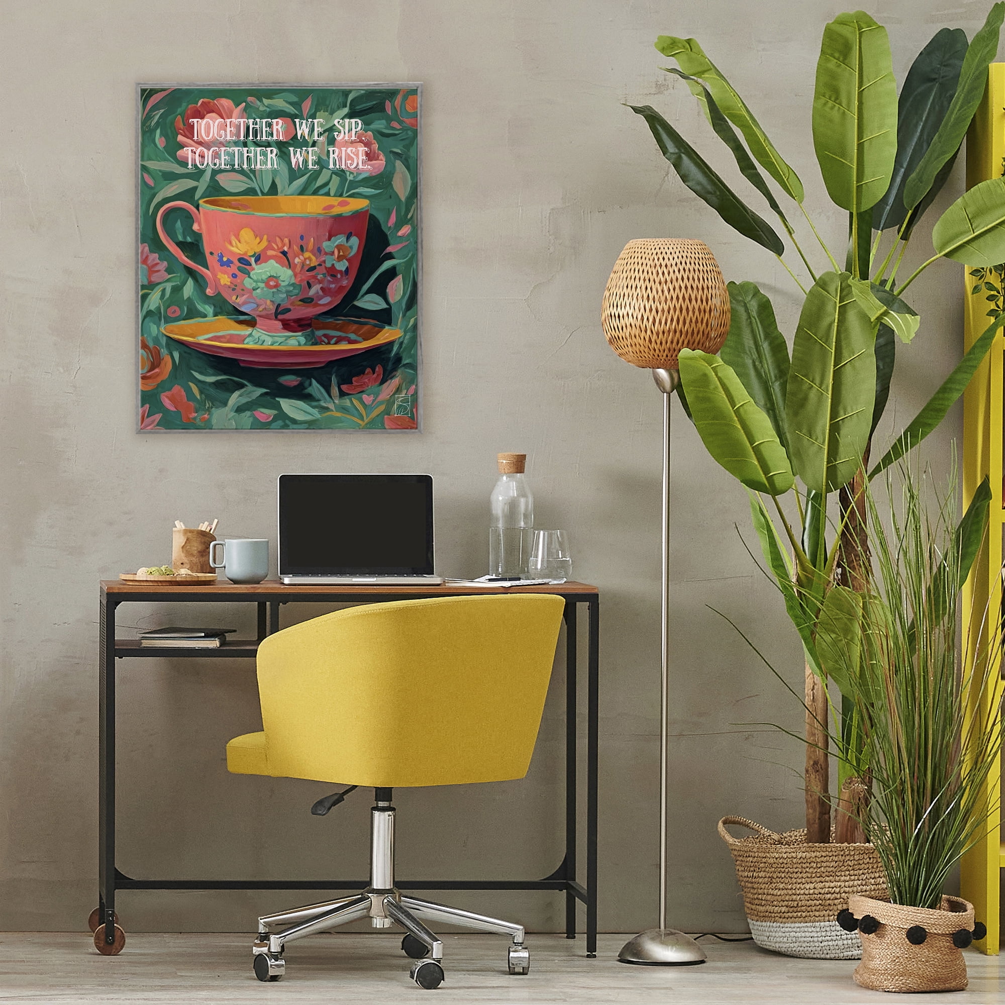 Stupell Industries Together We Sip & Rise Gray Framed Giclee Art, design by Sara Culpepper