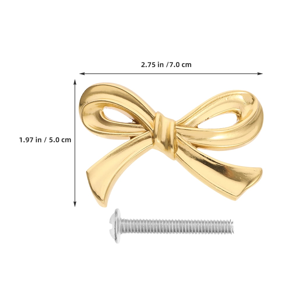 RENACLIPY Vintage Style Golden Brass Drawer Pulls, Artistic Bowknot Design, Easy Maintenance, Set of 3 Handles for Cabinets