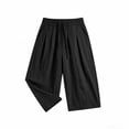 thumbnail image 5 of Iyufng Cotton Linen Wide Leg Pants for Men Casual Summer Loose Trousers with Drawstring and Pockets, 5 of 6