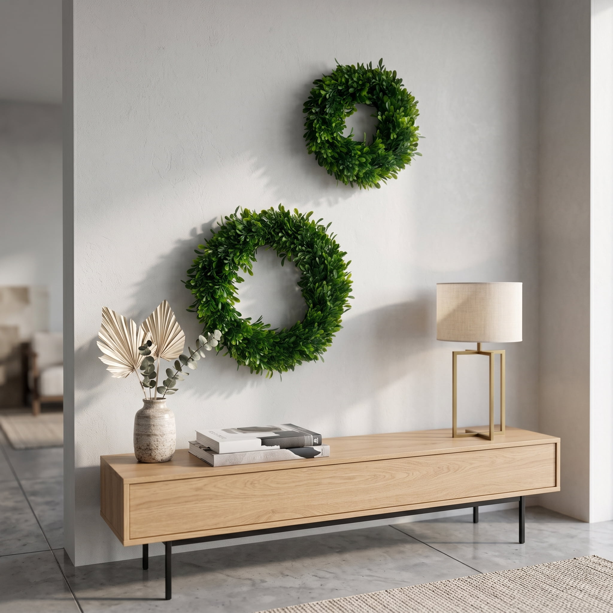 S/2 Greenery Wreath for Home Wedding Wall Window Decoration
