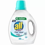 all Liquid Laundry Detergent, Free Clear with Odor Relief, 88 Fluid Ounces, 49 Loads