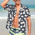 thumbnail image 3 of Wukai Daisies Flowers Men's Hawaiian Shirt Short Sleeve Casual Button Down Summer Beach Aloha Shirt Tropical Print Holiday Party, 3 of 8