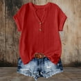 thumbnail image 4 of Blczomt Womens Blouses Red V Neck Summer Cute Blouses Casual Plain Lightweight,XL, 4 of 9