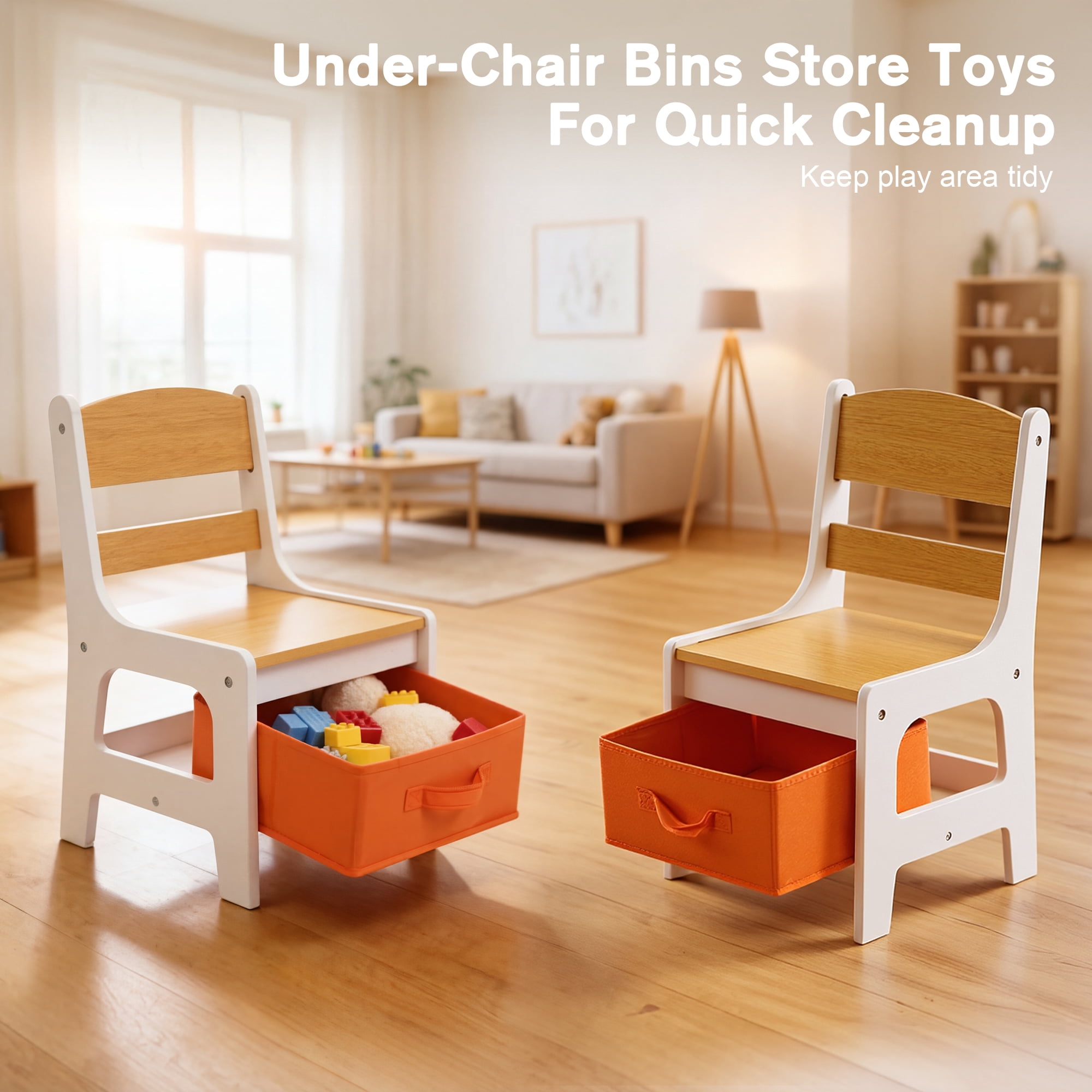LINLUX Kids Art Table w/Easel, Kids Craft Table & Chair Set for Drawing, Child Activity Table, Natural